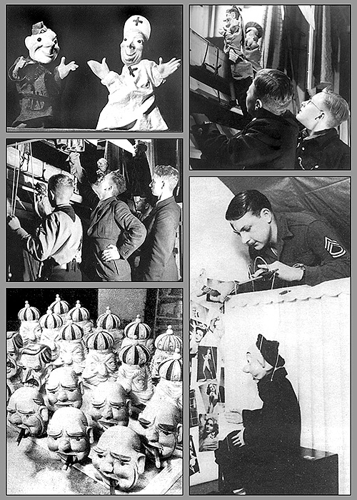 Из талантливых молодых солдат собирали группы (3-4 человека), изготавливали кукол, репетировали, и эти группы десятками отправляли на фронт.